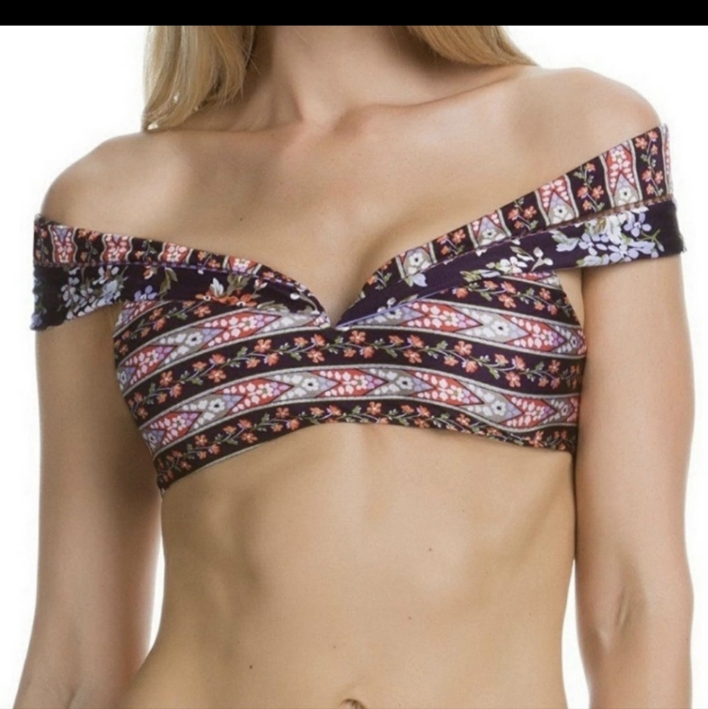 Becca Cottage Aztec Print Off The Shoulder Bikini Top NWT
